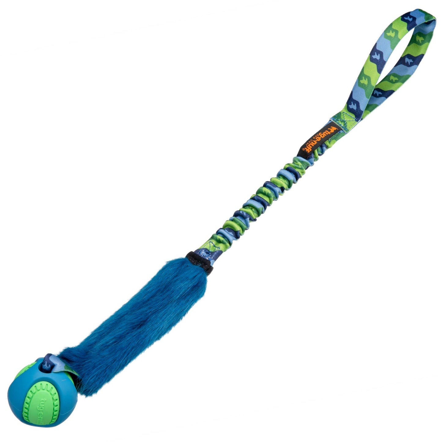 Fauxtastic PowerBall Bungee | Strong Dog Toys | Tug-E-Nuff: Green Pattern