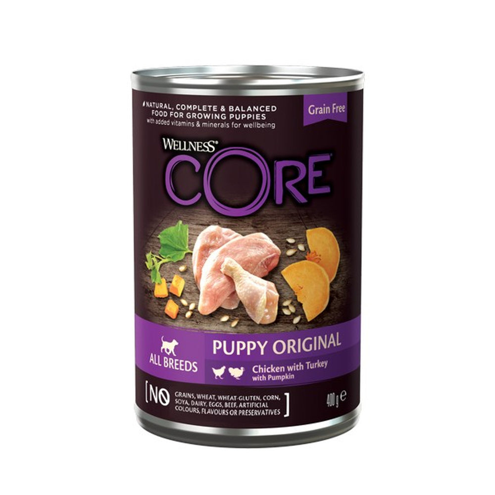 Wellness CORE Dog Wet PUPPY Duo Protein Chicken with Turkey with Pumpkin Recipe 6 x 400g