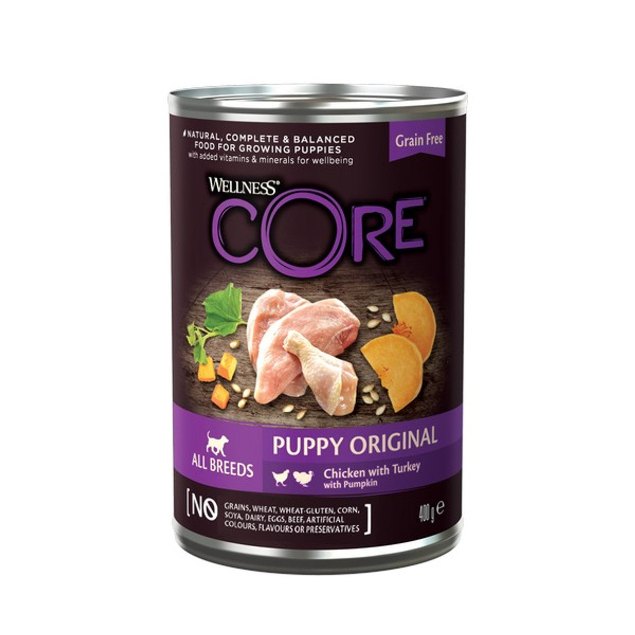 Wellness CORE Dog Wet PUPPY Duo Protein Chicken with Turkey with Pumpkin Recipe 6 x 400g