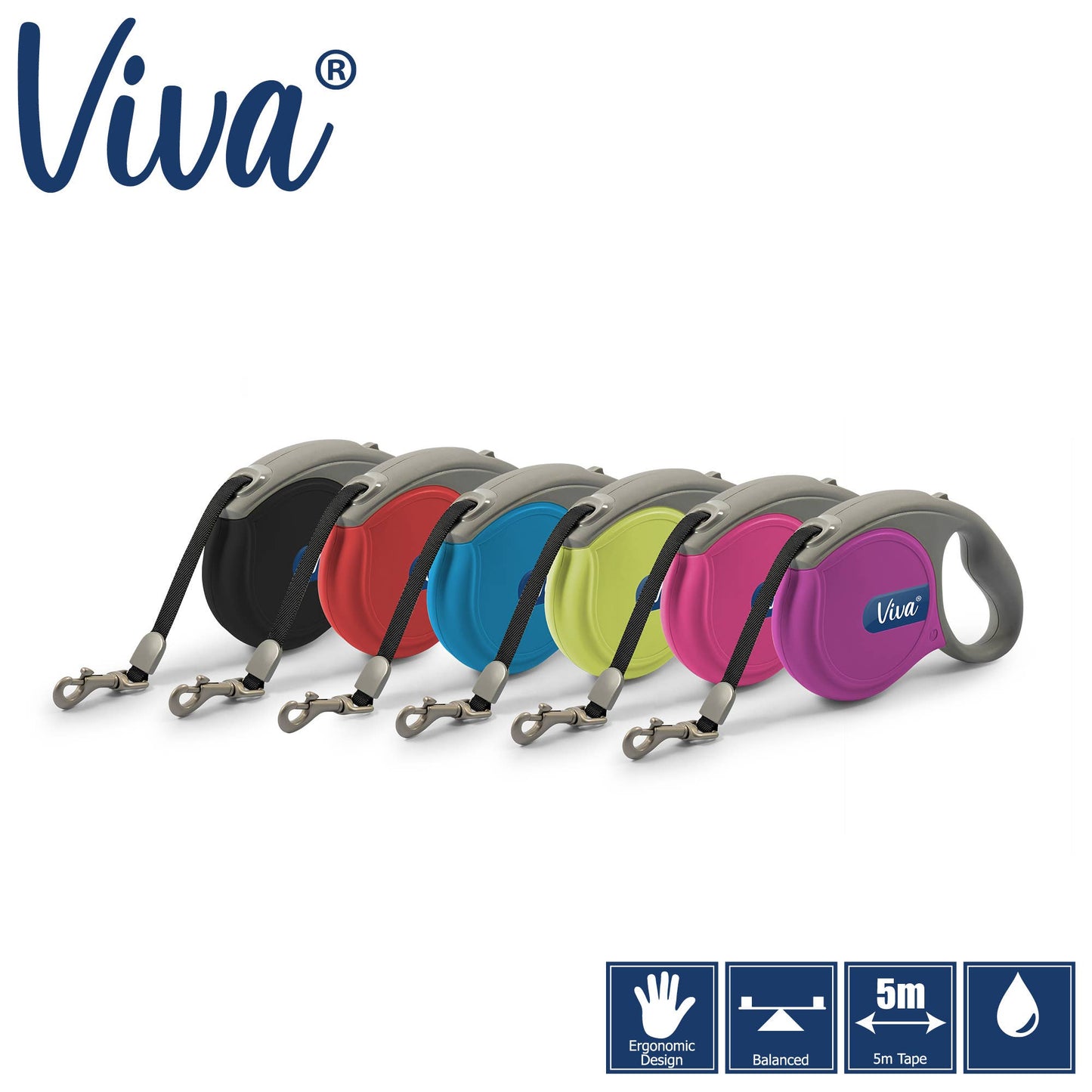 Viva Retractable Lead LARGE: Blue