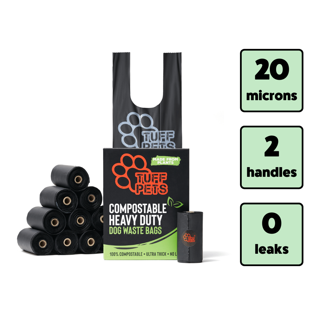 Compostable Dog Poo Bags - Heavy Duty with Tie Handles Wholesale: 1 Box