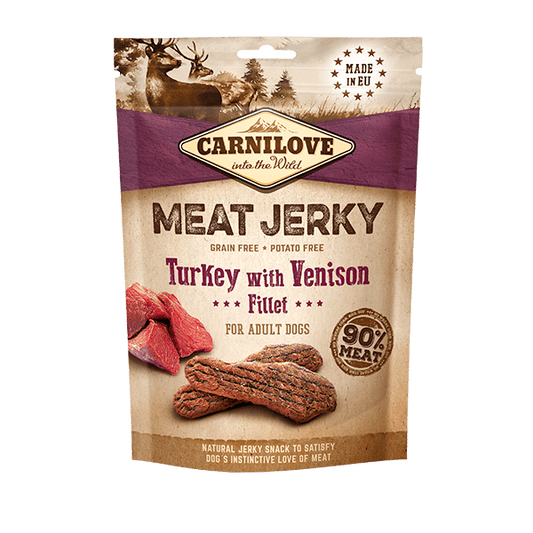 Carnilove Jerky Turkey with Venison Fillet Dog Treat 100g