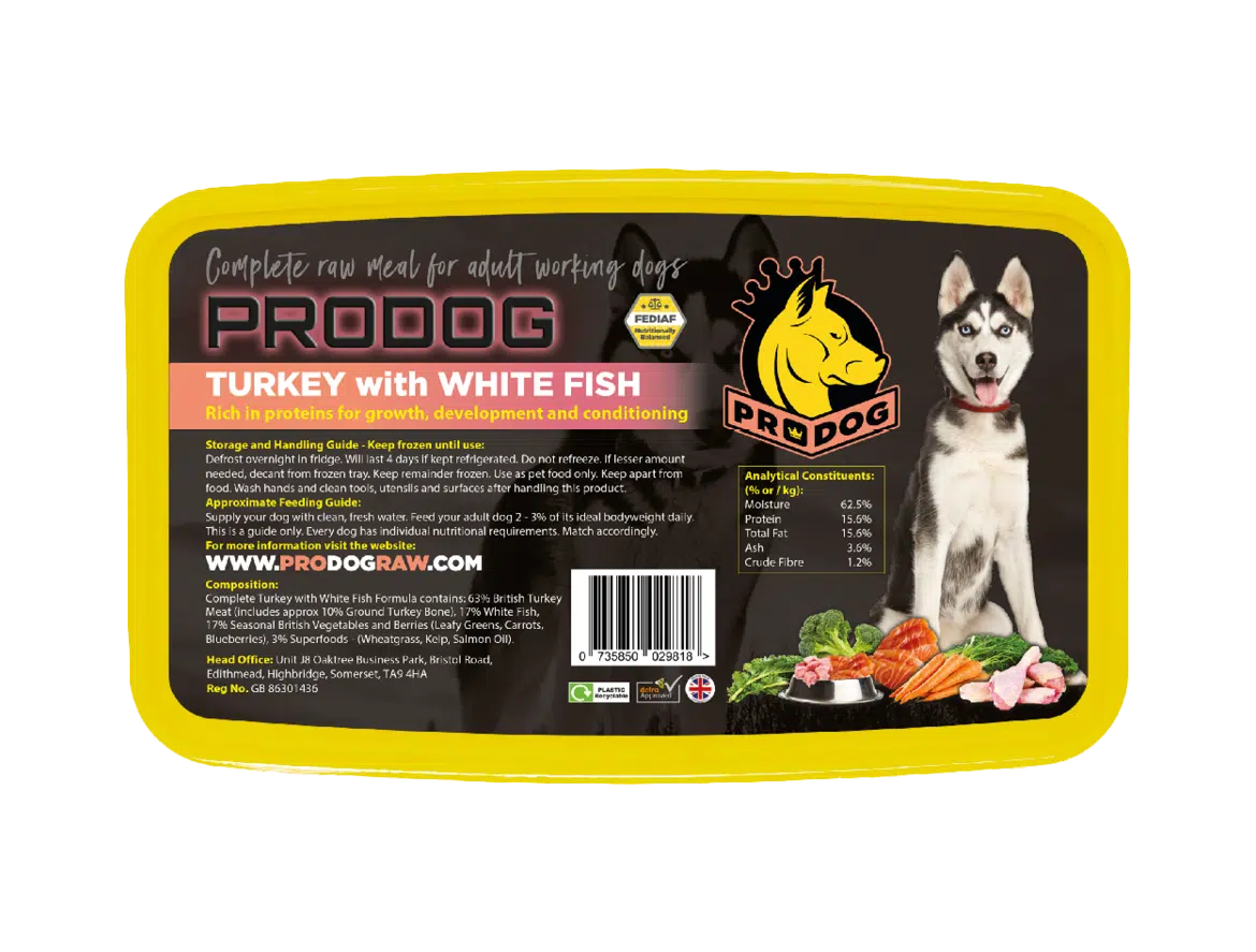 Prodog Turkey & White Fish Complete Raw Dog Food Meal