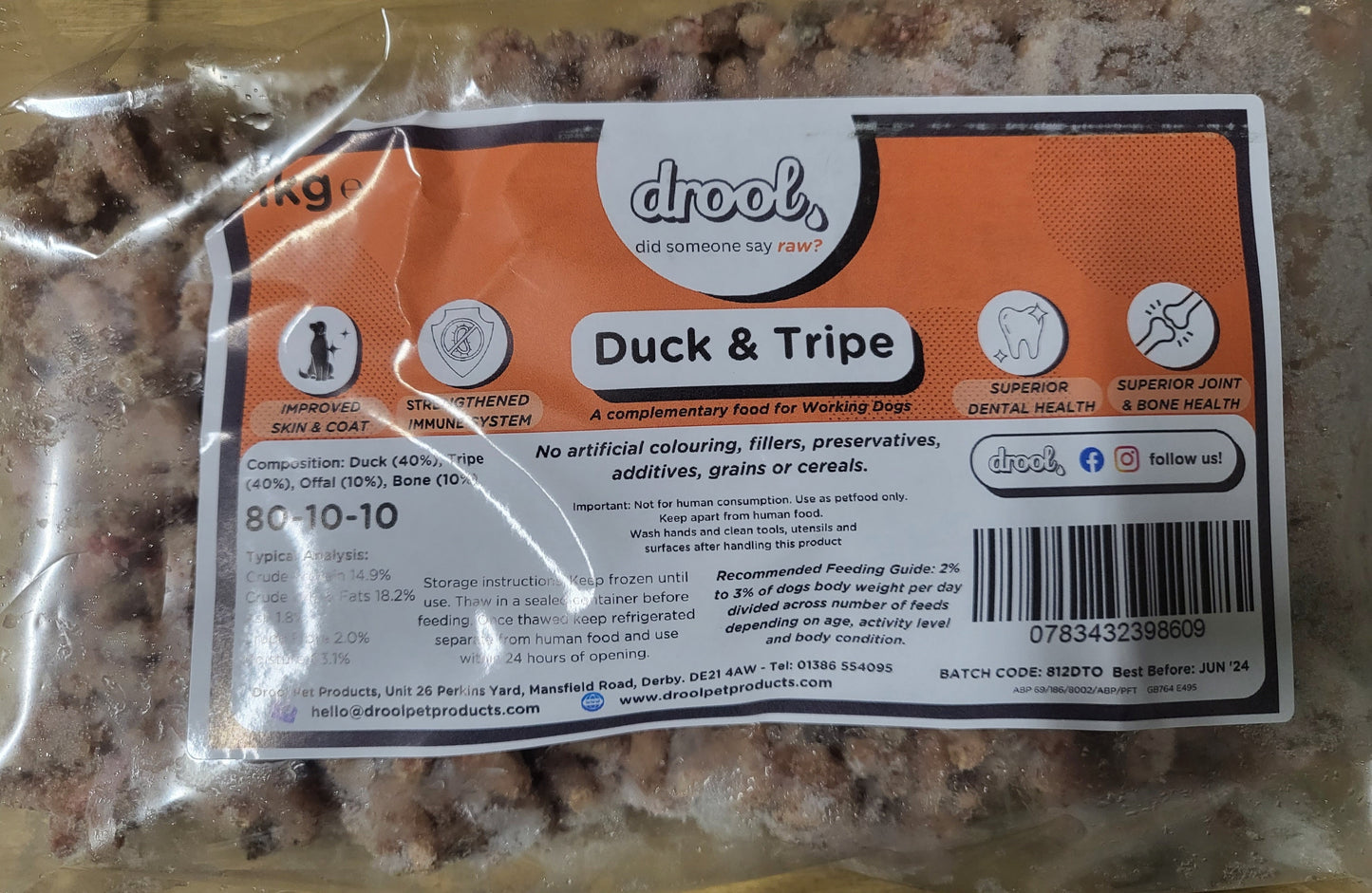 Drool Freeflow Duck and Tripe Mince 1kg
