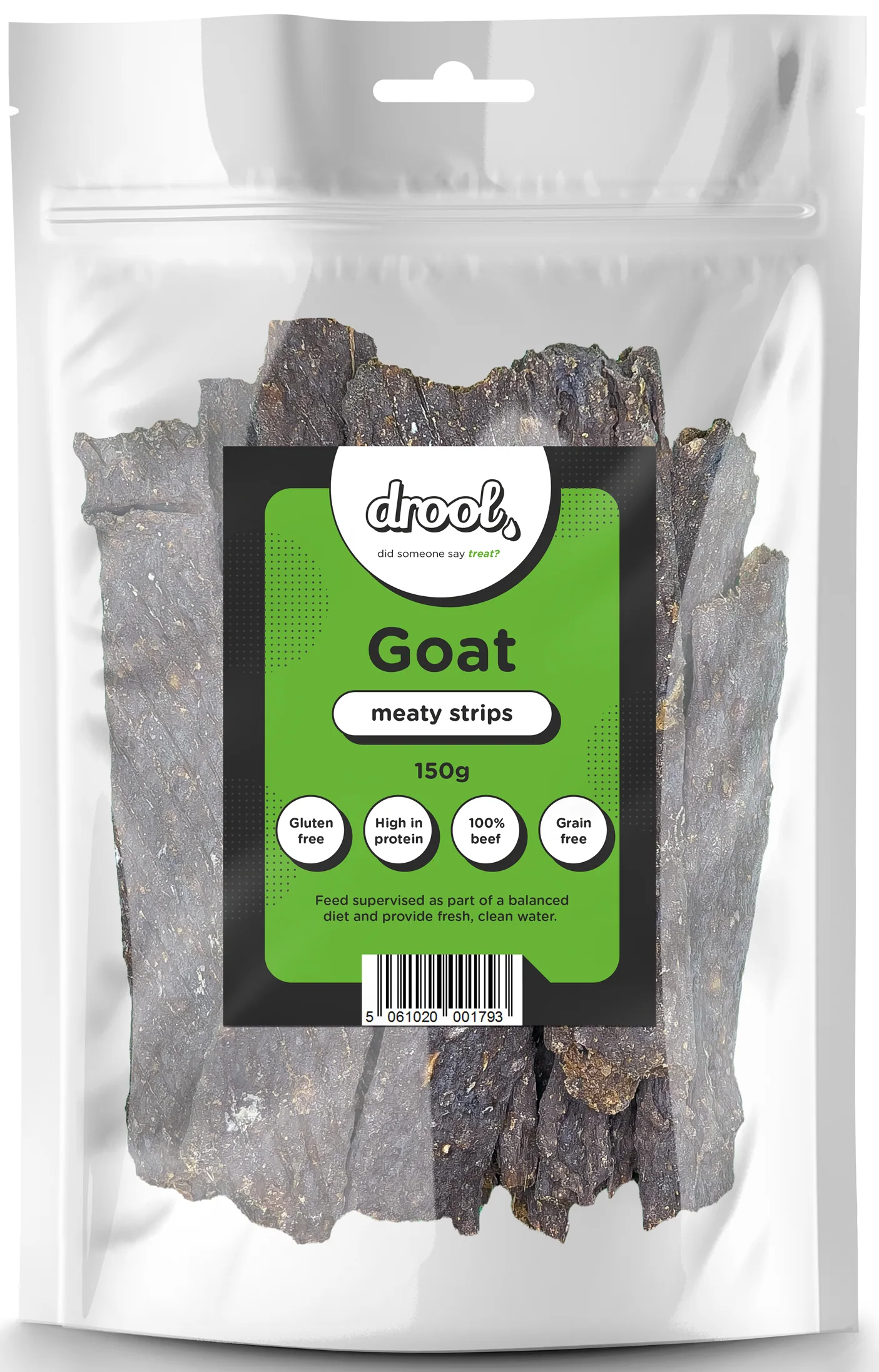 Drool Meaty Strips Goat 150g