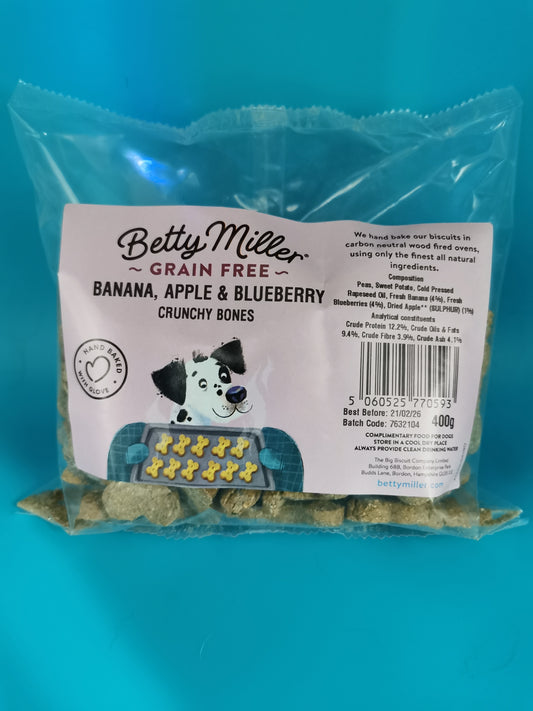 Betty Miller Grain Free Banana Apple and Blueberry Bones 400g