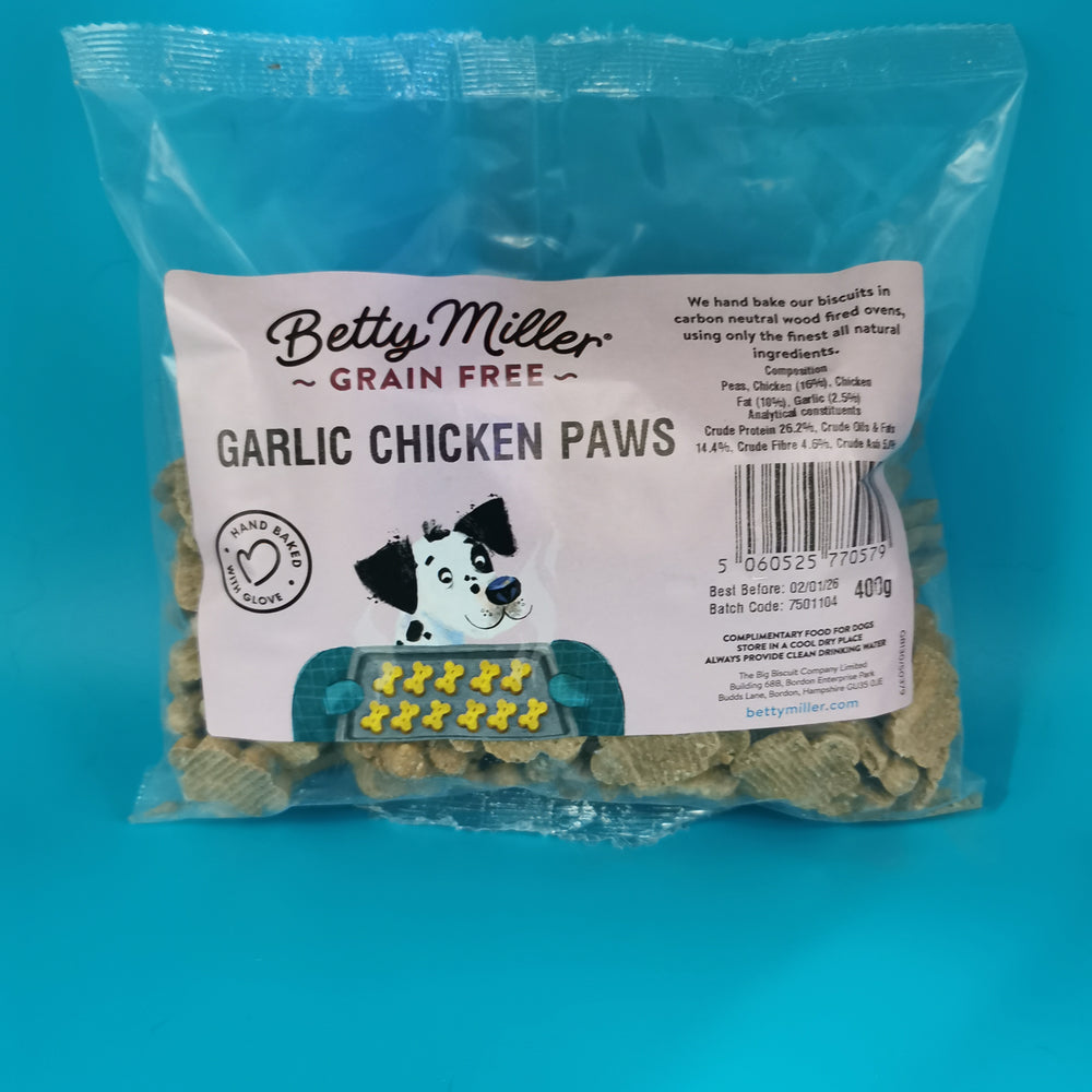 Betty Miller Grain Free Garlic Chicken Paws 400g
