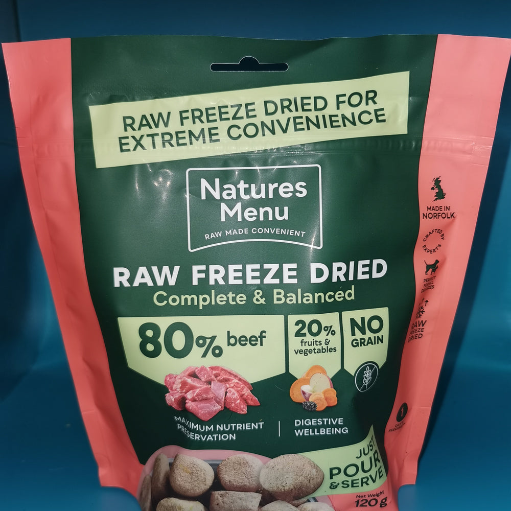 Natures Menu FREEZE DRIED COMPLETE FOOD  80/20 BEEF FOR ADULT DOGS 120g