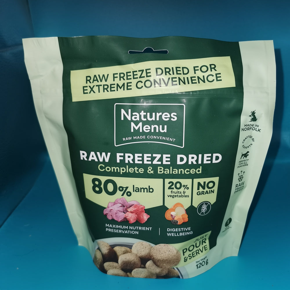 Natures Menu FREEZE DRIED COMPLETE   FOOD  80/20 LAMB FOR ADULT DOGS 120g