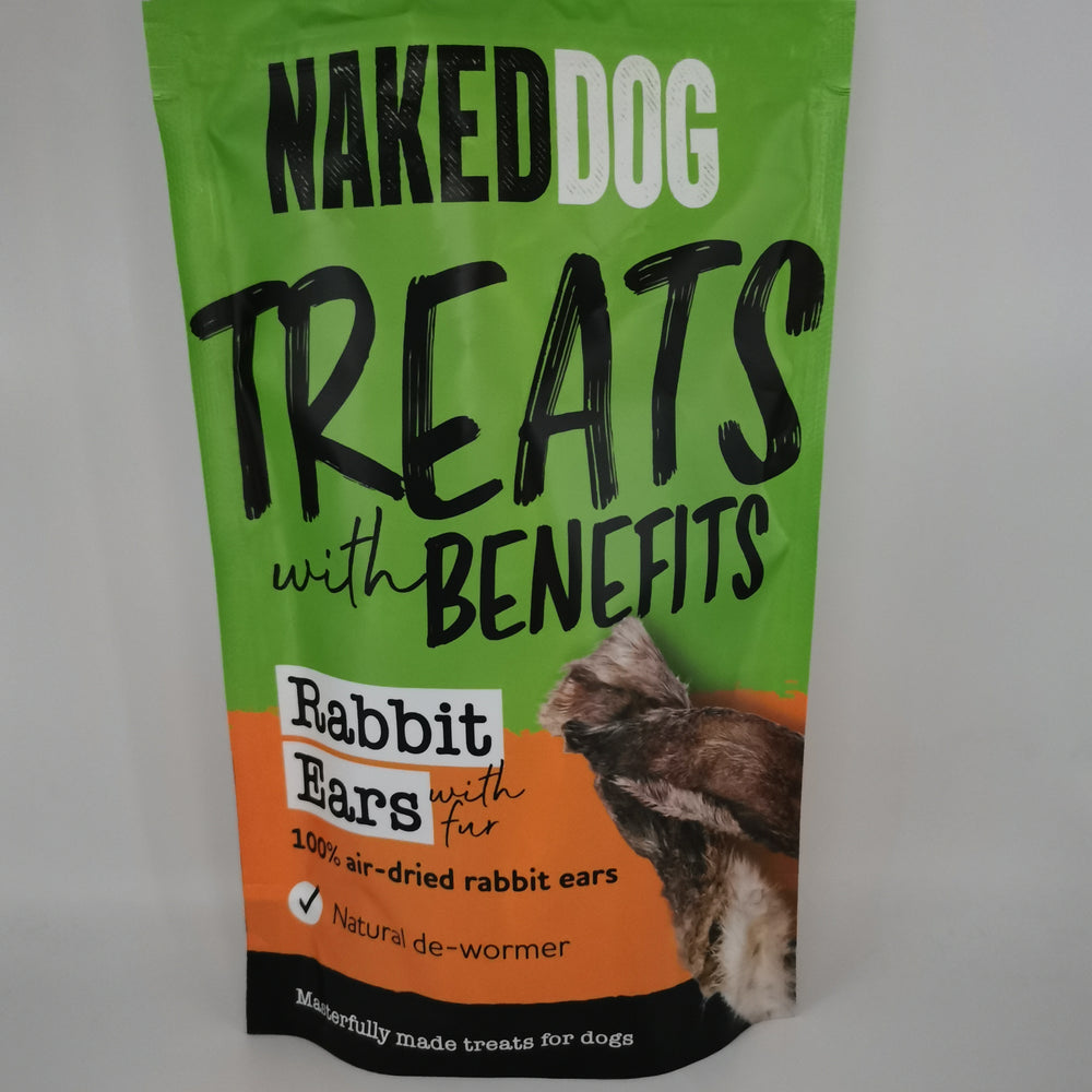 Naked Dog TREATS WITH BENEFITS 100g - Rabbit Ears with Fur