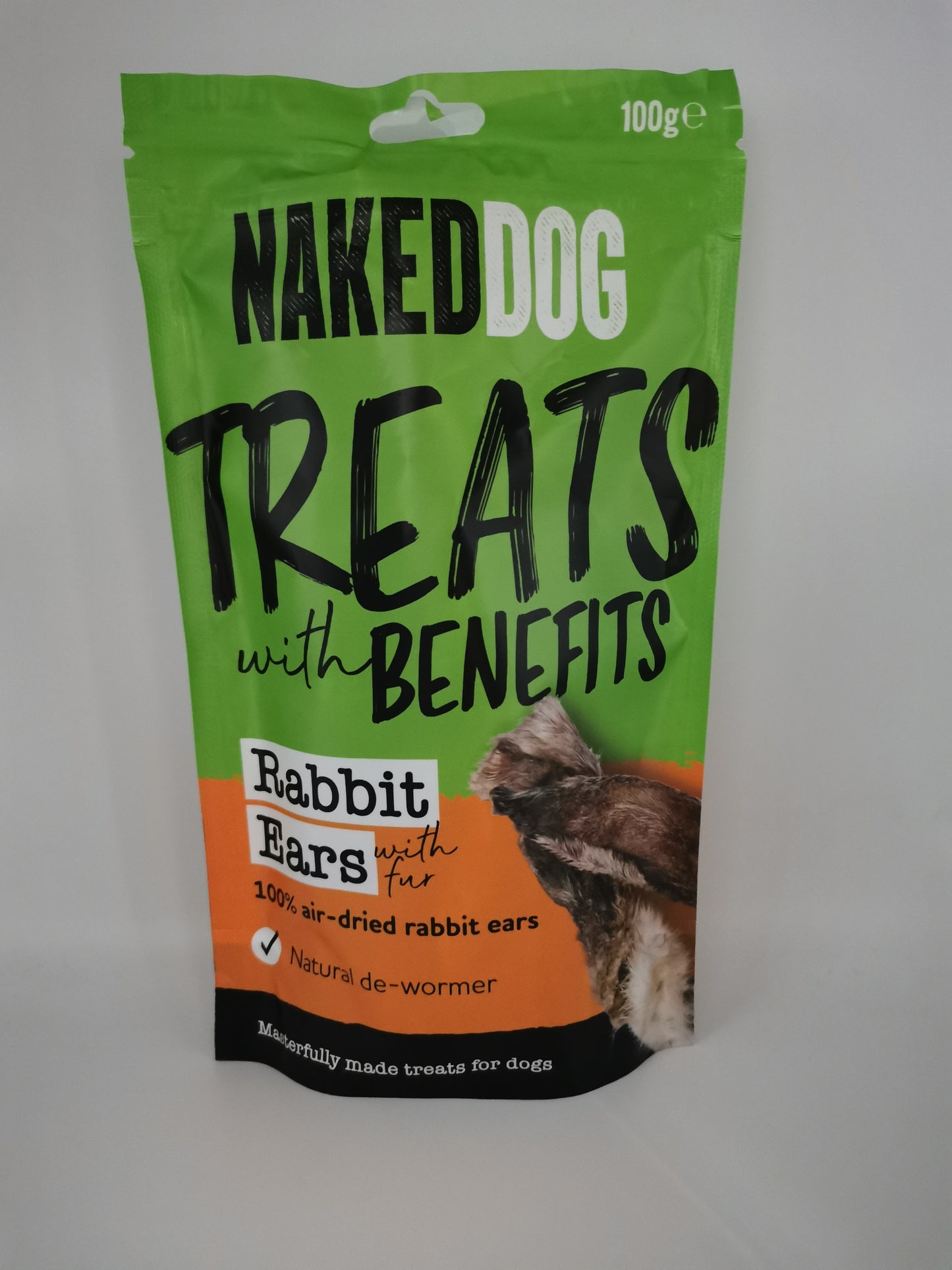 Naked Dog TREATS WITH BENEFITS 100g - Rabbit Ears with Fur