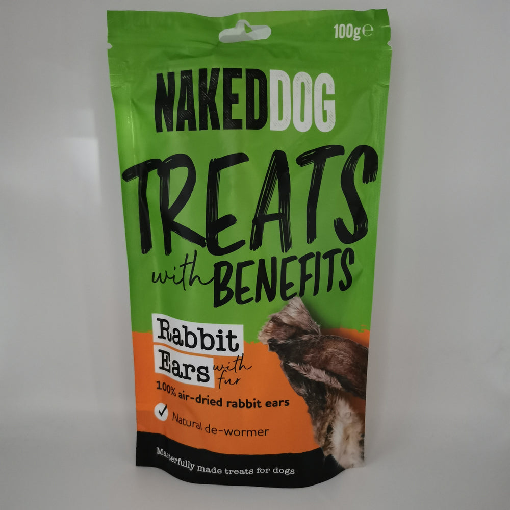 Naked Dog TREATS WITH BENEFITS 100g - Rabbit Ears with Fur