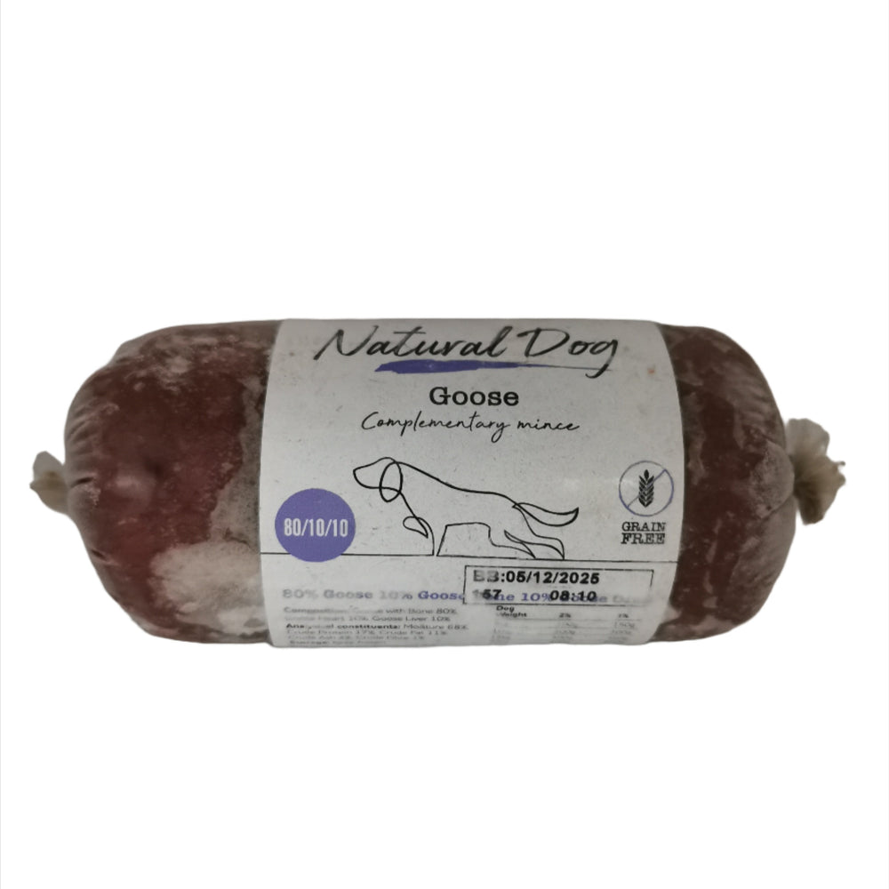 Natural Dog Goose Mince Chub 80-10-10 500g