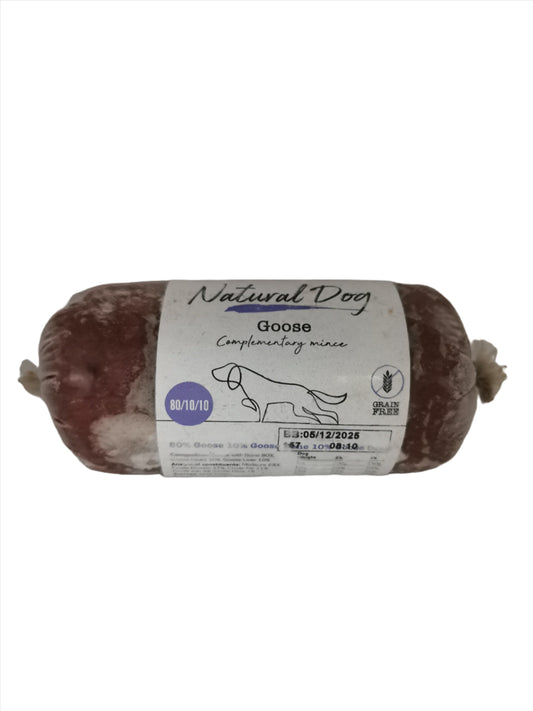 Natural Dog Goose Mince Chub 80-10-10 500g