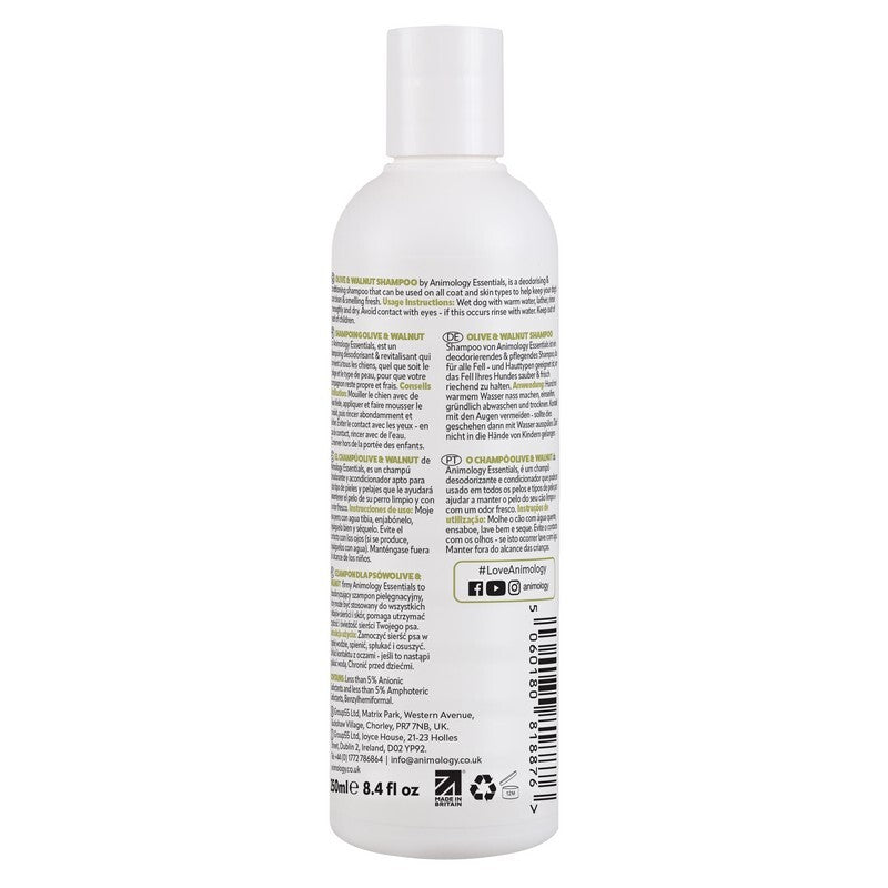 Animology Essentials Olive & Walnut Shampoo for Dogs 250ml