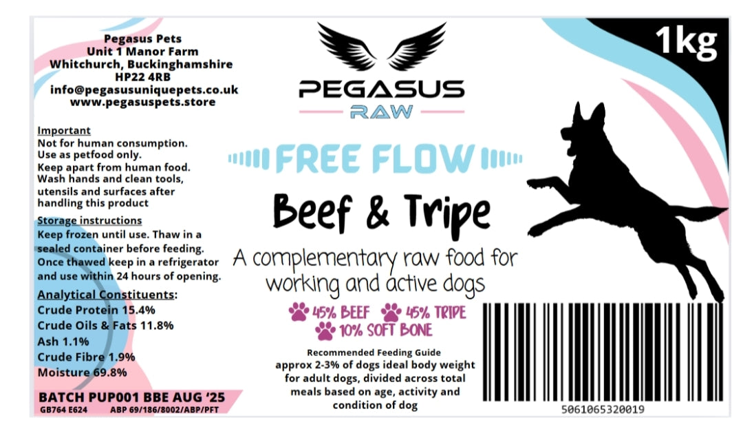 Pegasus Raw Free Flow Beef & Tripe Mince 1kg