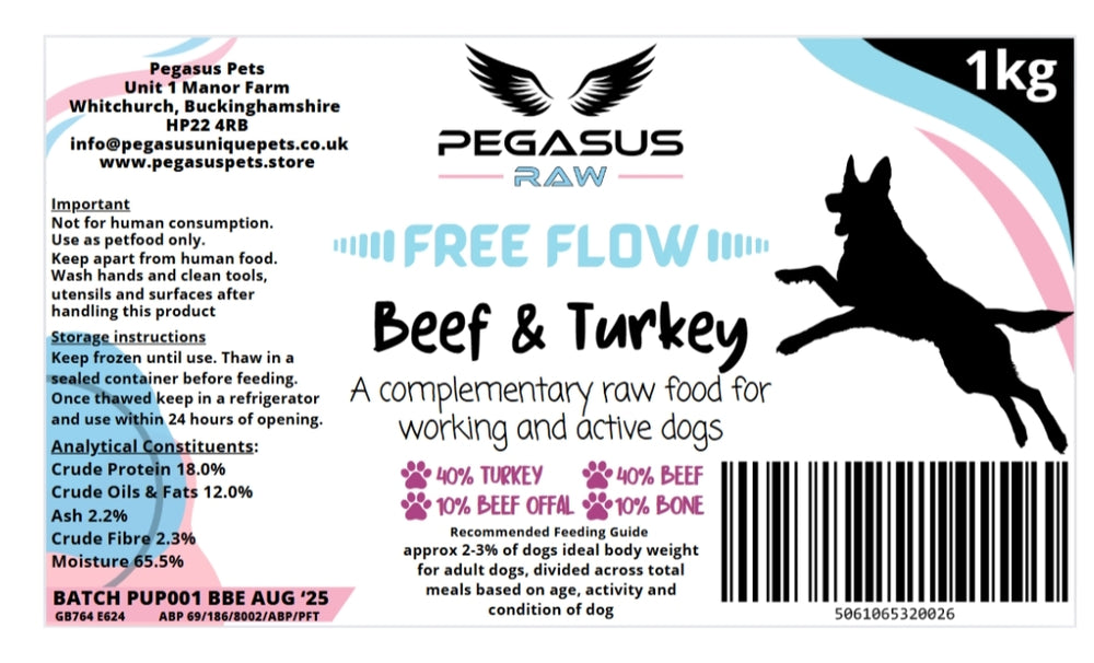 Pegasus Raw Free flow Beef & Turkey 1kg