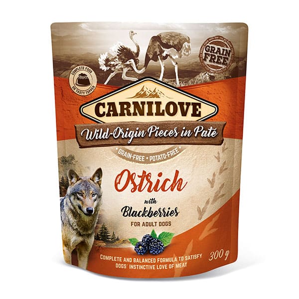 Carnilove Ostrich with Blackberries Dog Pouch 300g