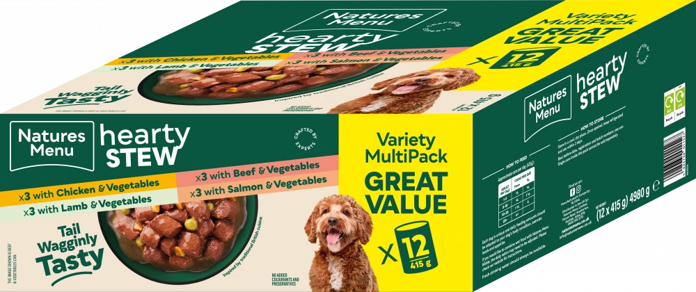 Hearty Stews Multi Pack x 12  For Adult Dogs 415g cans