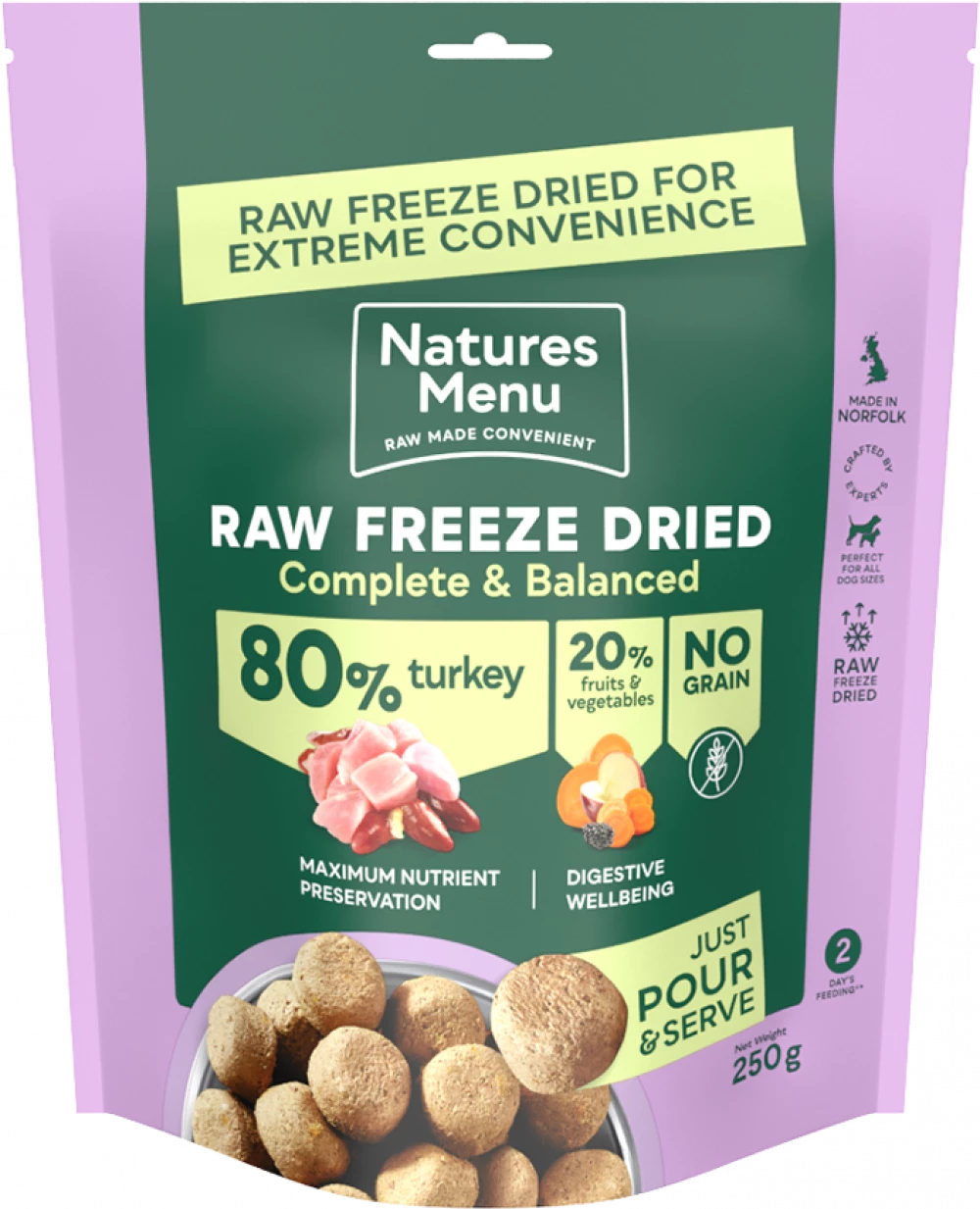 Complete Freeze Dried Food  80/20 Turkey For Adult Dogs