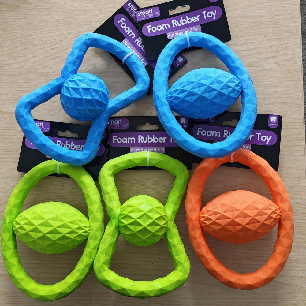 Foam Rubber Tug Dog Toy various colours