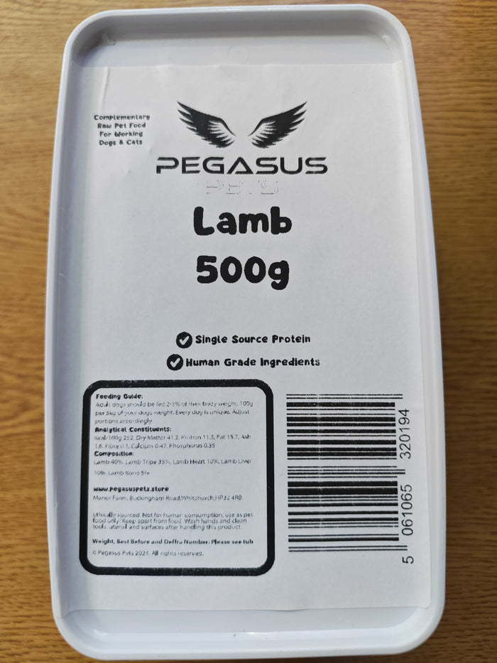 Pegasus Pets Raw Lamb 5% Complete  500g