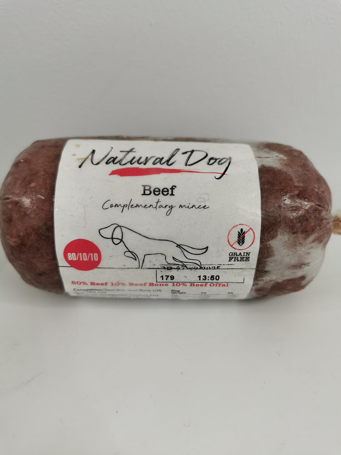 Natural Dog Beef Complementary Mince 80/10/10 Chub