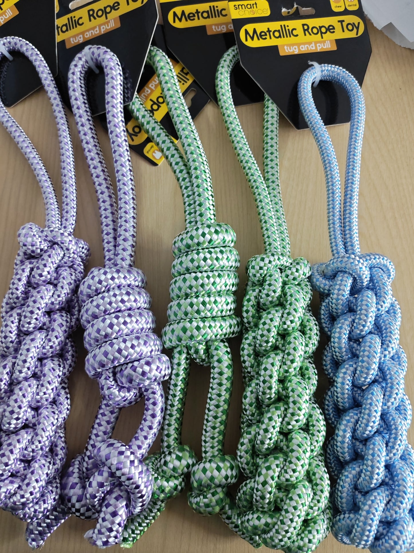 Metallic Rope Dog Toy various colours Single