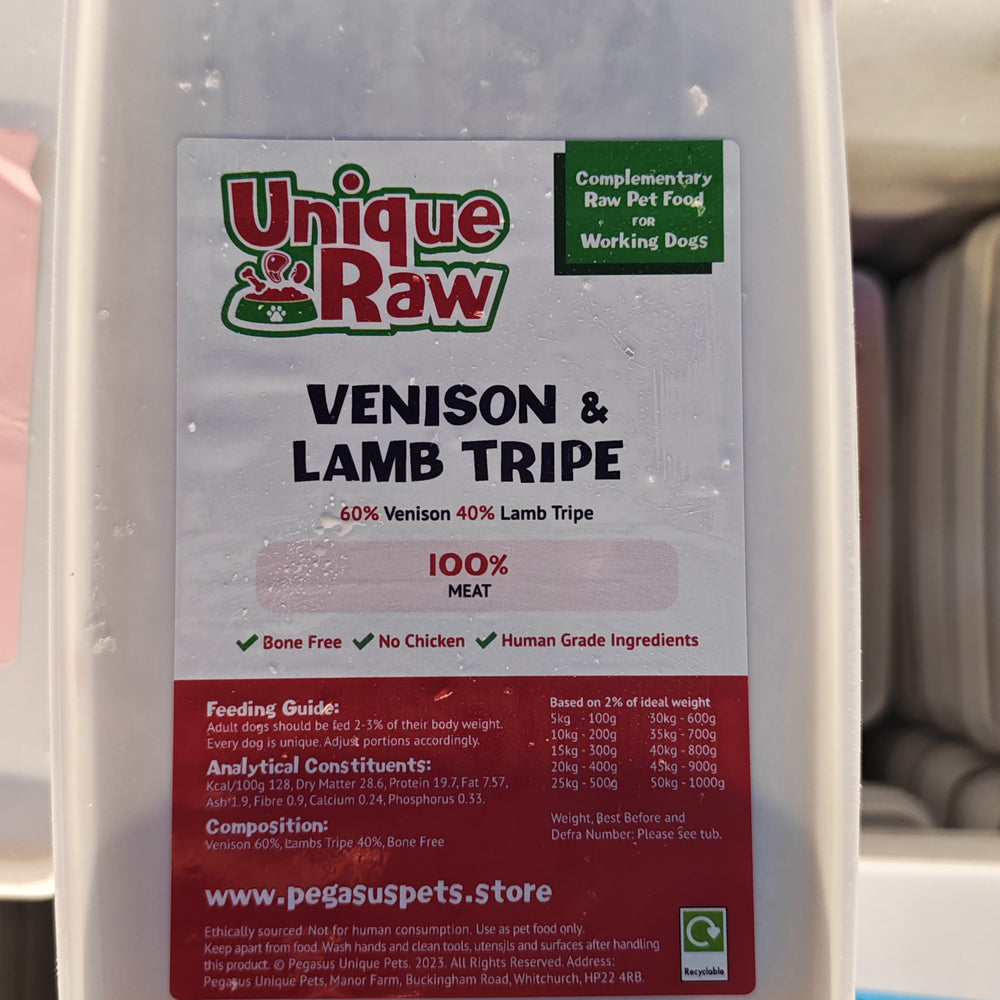 Pegasus Pets Raw Venison + Tripe bone-free mince 500g (Previously Unique Pets Raw)