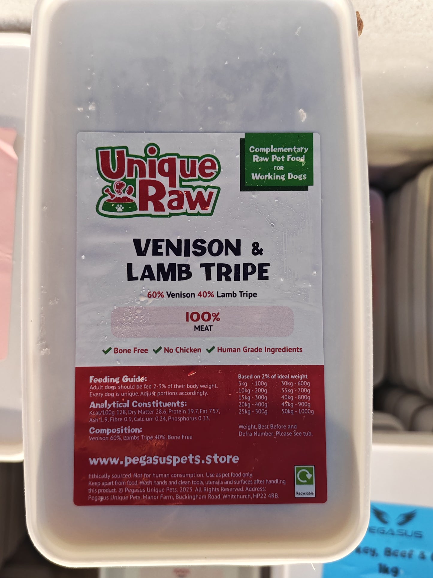 Pegasus Pets Raw Venison + Tripe bone-free mince 500g (Previously Unique Pets Raw)