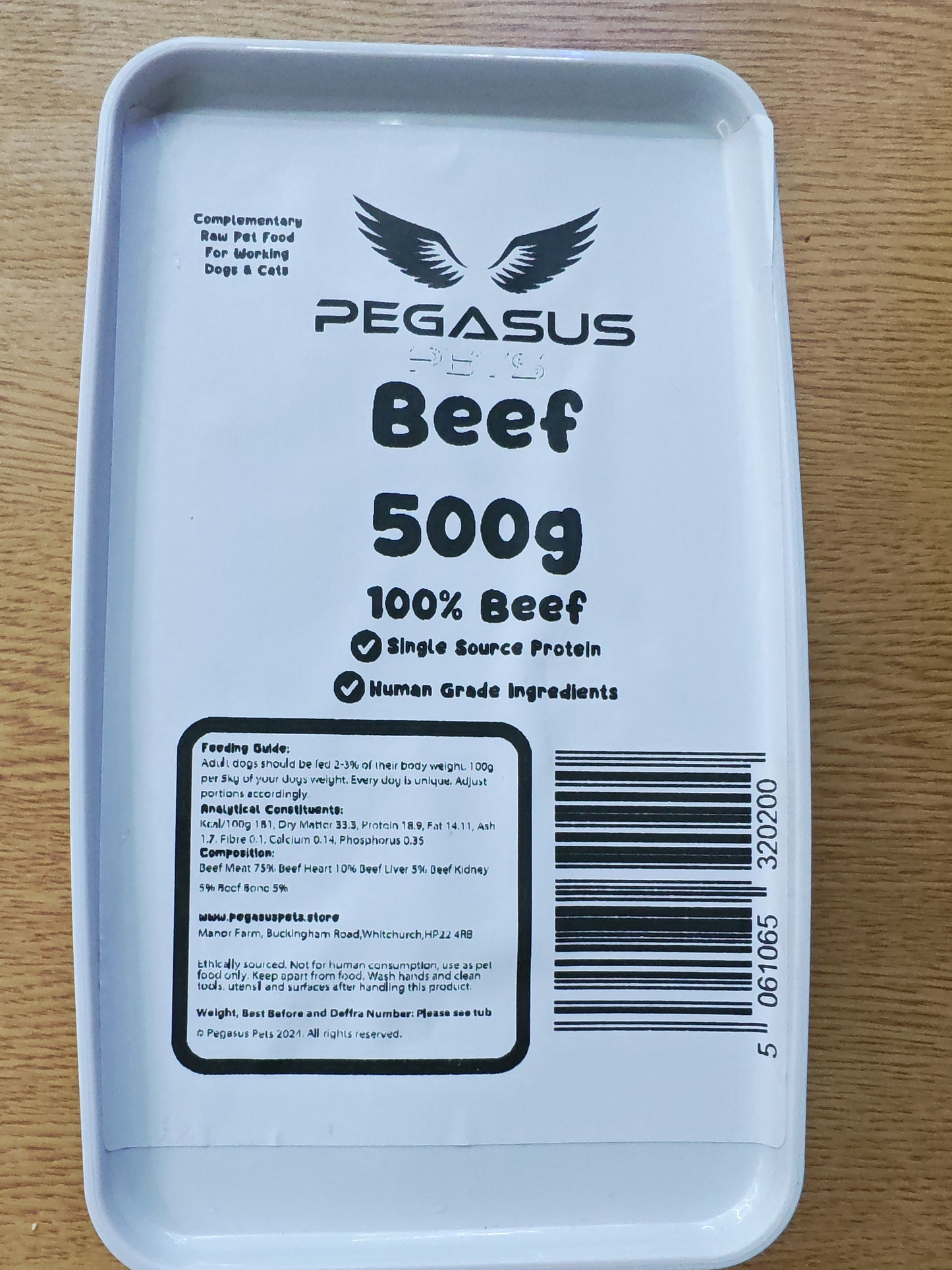 Pegasus Pets Raw Beef 5% Complete 500g