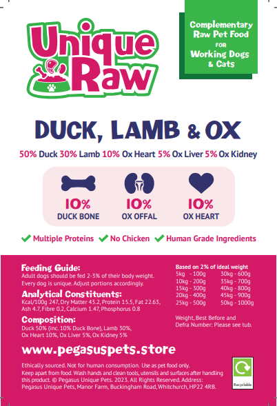Pegasus Pets Raw Duck + Lamb Complete (Previously Unique Pets Raw)