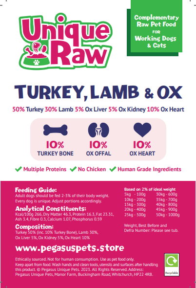 Pegasus Pets Raw Turkey + Lamb Complete  (Previously Unique Pets Raw)